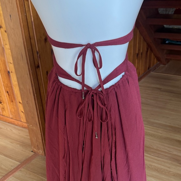 Free People size Small Backless Halter Maxi Dress in dark mauve pink - Picture 5 of 12